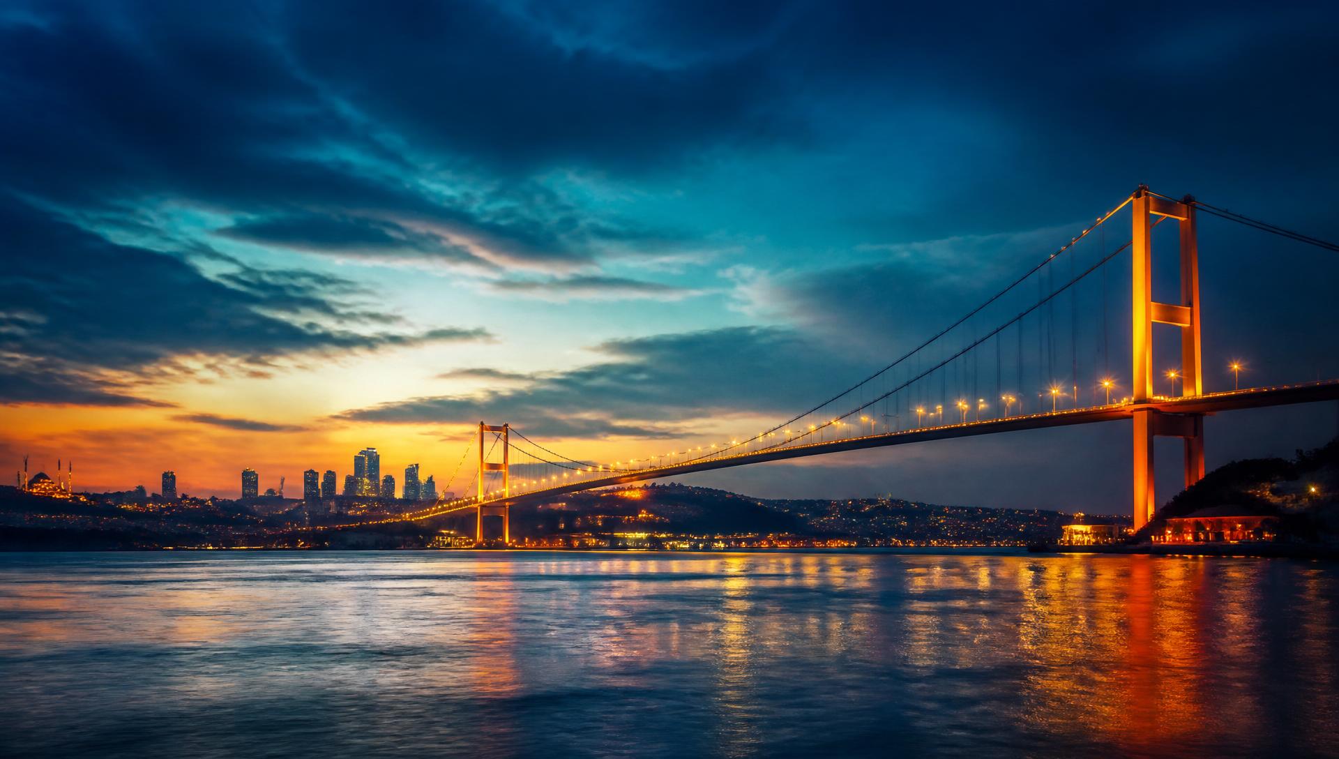İstanbul Boğaziçi Köprüsü ve şehir silüeti